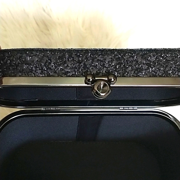 A New Day Black Glitter Oval Box Minaudiere Clutch - Picture 7 of 15